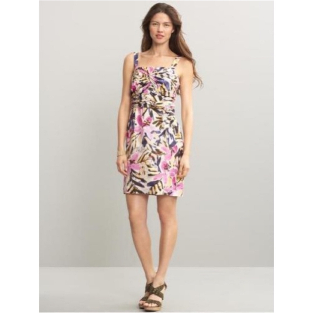 Banana Republic 100% Silk Floral Knotted Dress Size 12